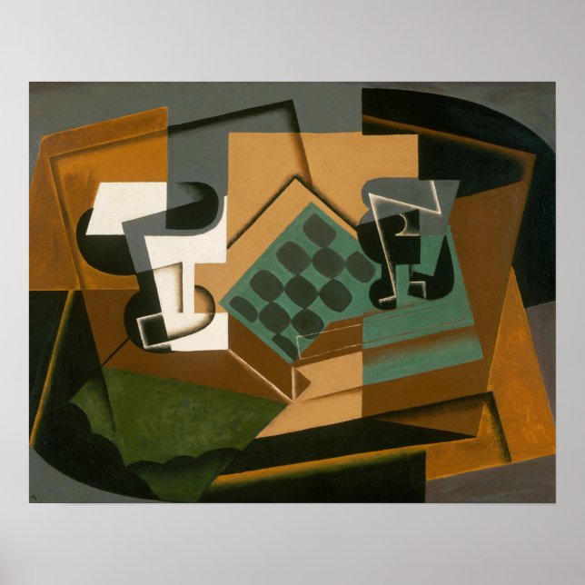 Juan Gris - Chessboard, Glass, and Dish Poster (Front)
