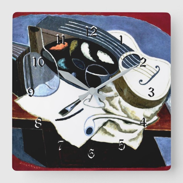 Juan Gris, Painter's Table, famous painting, Square Wall Clock (Front)