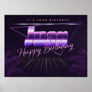 Juan Name Vorname lila retro Poster Geburtstag