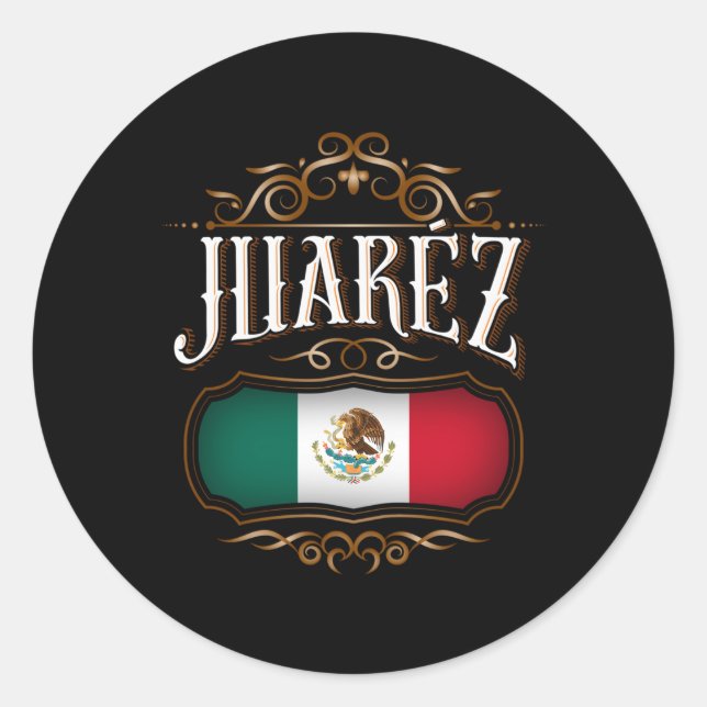 JuãRez Chihuahua Con Bandera De Mã©Xico Classic Round Sticker (Front)