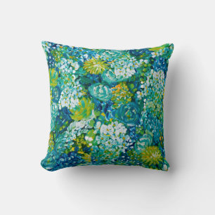 Jubilance Spring Floral Pillow-Blue,Yellow,Green Cushion