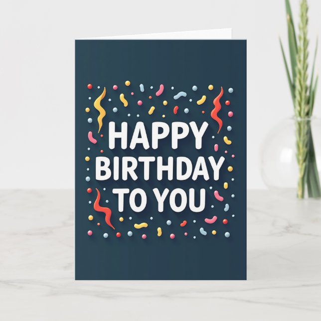 Jubilant 3D Text Birthday Card (Front)