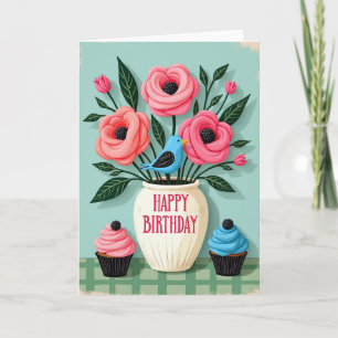 Jubilant Bird Flowers Card