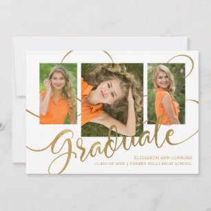 Jubilant Grad Faux Gold Multi Photo Announcement