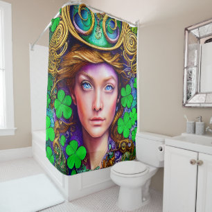 Jubilant Scarlet Woman St. Patrick's Day Artwork Shower Curtain