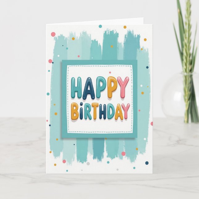 Jubilant Teal 3D Letter Card (Front)