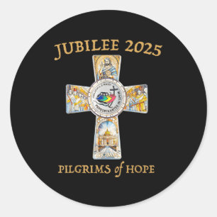 Jubilee 2025 Catholic Christian Lgrims Cross Jesus Classic Round Sticker