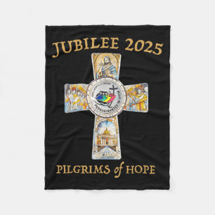 Jubilee 2025 Catholic Christian Lgrims Cross Jesus Fleece Blanket
