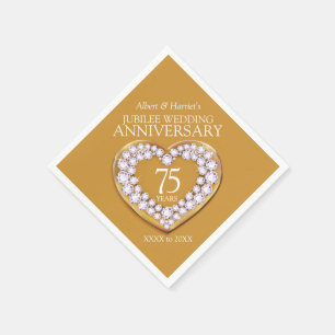Jubilee 75th wedding anniversary heart custom name napkin