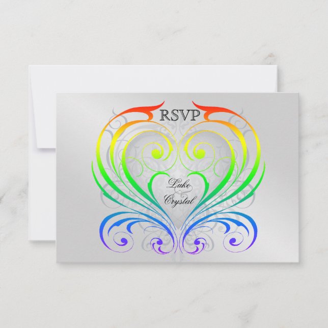 Jubilee Rainbow Heart Rsvp Invitation (Front)