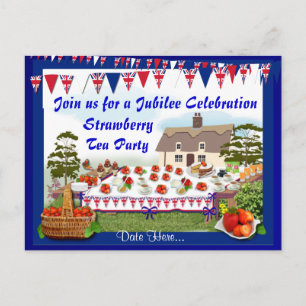 Jubilee Strawberry Tea Party   Invitation Postcard