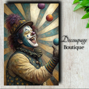 Jubitant Circus Clown Decoupage Tissue Paper