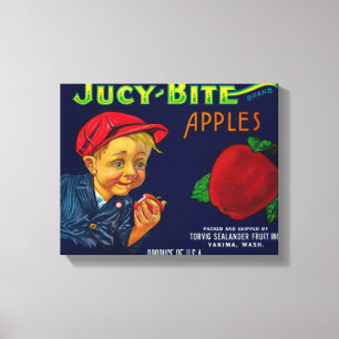 Jucy Bite Apple Crate LabelYakima, WA Canvas Print