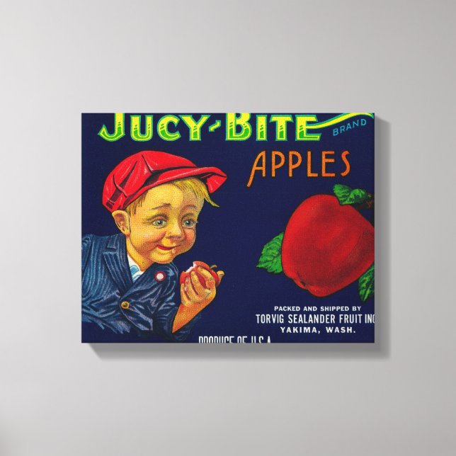 Jucy Bite Apple Crate LabelYakima, WA Canvas Print (Front)