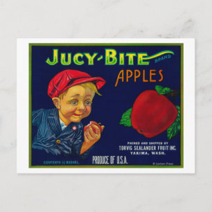 Jucy Bite Apple Crate LabelYakima, WA Postcard