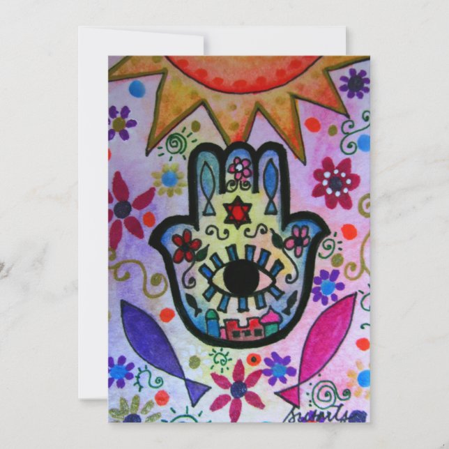 JUDAIC HAMSA BAT BAR MITZVAH INVITATION (Front)