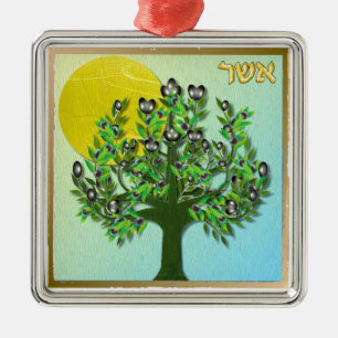 Judaica 12 Tribes Israel Asher Metal Tree Decoration