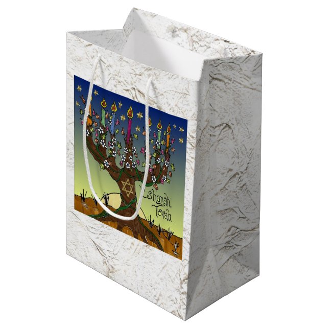 Judaica 12 Tribes Of Israel Art Panels Gift Bag (Front Angled)