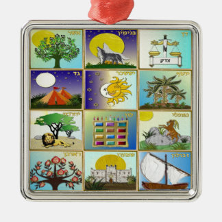 Judaica 12 Tribes Of Israel Art Panels Metal Tree Decoration