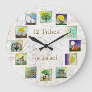 Judaica 12 Tribes Of Israel Art Print Large Clock