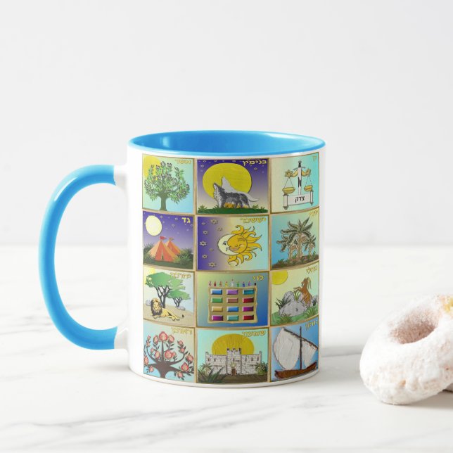 Judaica 12 Tribes Of Israel Art Print Mug (With Donut)