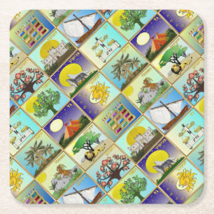 Judaica 12 Tribes Of Israel Art Print Square Paper Coaster
