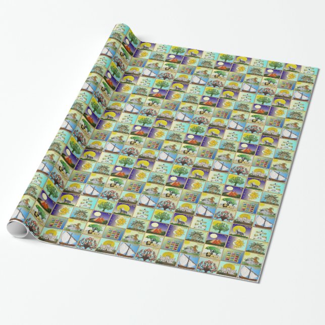 Judaica 12 Tribes Of Israel Art Print Wrapping Paper (Unrolled)