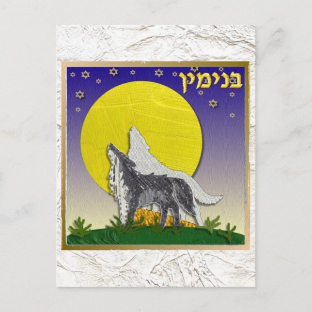Judaica 12 Tribes Of Israel Benjamin Postcard (Front)