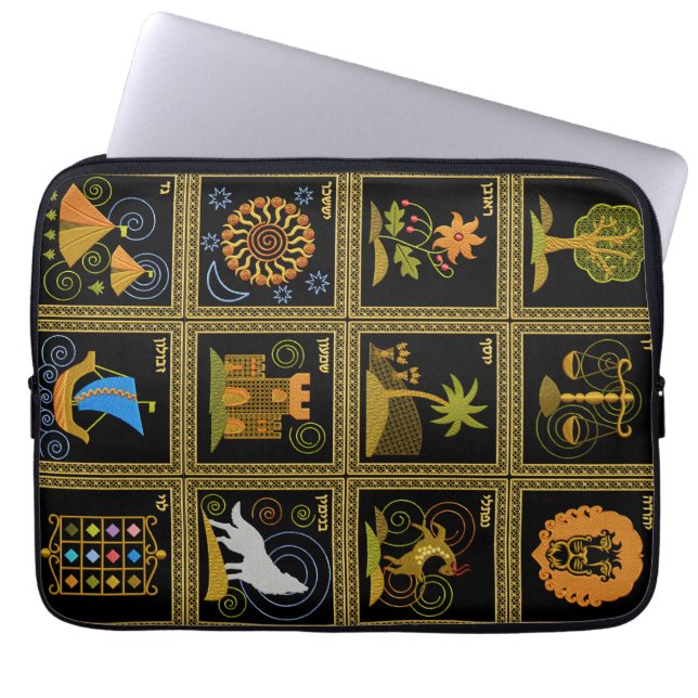Judaica 12 Tribes of Israel Laptop Sleeve (Front)