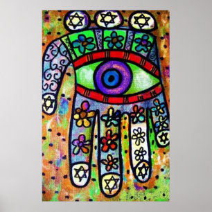 Judaica Batik Garden Oasis Hamsa Poster