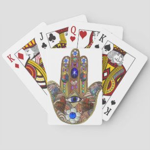 Judaica Hamsa Hearts Flowers Opal Art Print Playing Cards