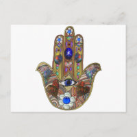 Judaica Hamsa Hearts Flowers Opal Art Print
