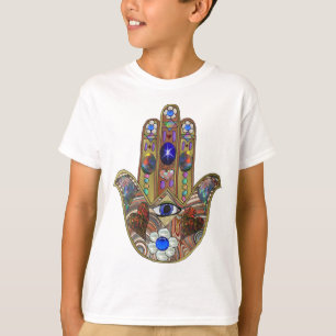 Judaica Hamsa Hearts Flowers Opal Art Print T-Shirt