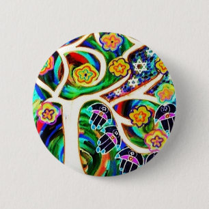 Judaica Hamsa Ivory Tree Of Life 6 Cm Round Badge