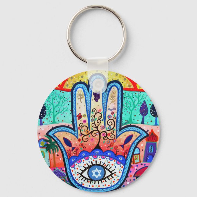 JUDAICA HAMSA SUN EYE PROTECTION KEY RING (Front)