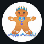 Judaica Hanukkah Gingerbread Man Menorah Classic Round Sticker<br><div class="desc">You are viewing The Lee Hiller Photography Art and Designs Collection of Home and Office Decor,  Apparel,  Gifts and Collectibles. The Designs include Lee Hiller Photography and Mixed Media Digital Art Collection. You can view her Nature photography at http://HikeOurPlanet.com/ and follow her hiking blog within Hot Springs National Park.</div>