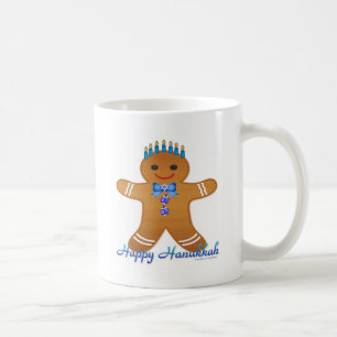 Judaica Hanukkah Gingerbread Man Menorah Coffee Mug