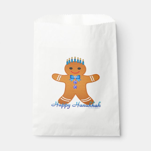 Judaica Hanukkah Gingerbread Man Menorah Favour Bags (Front)