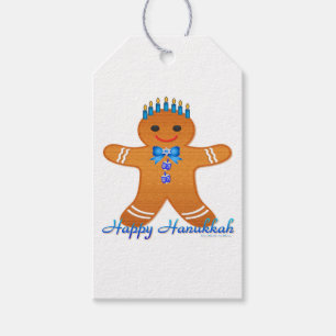 Judaica Hanukkah Gingerbread Man Menorah Gift Tags