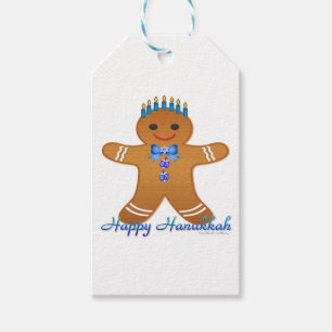 Judaica Hanukkah Gingerbread Man Menorah Gift Tags