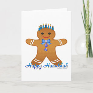 Judaica Hanukkah Gingerbread Man Menorah Holiday Card