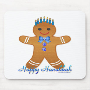 Judaica Hanukkah Gingerbread Man Menorah Mouse Mat