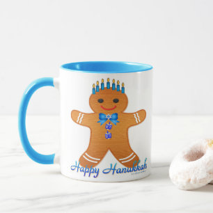 Judaica Hanukkah Gingerbread Man Menorah Mug