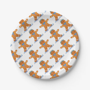 Judaica Hanukkah Gingerbread Man Menorah Paper Plate