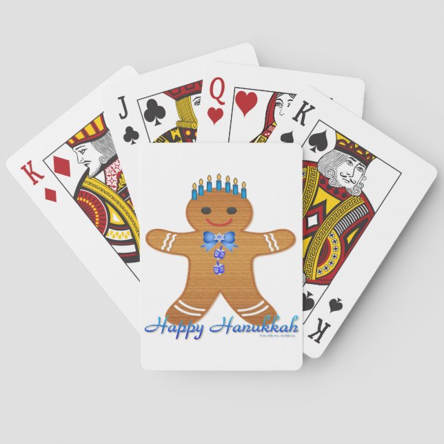 Judaica Hanukkah Gingerbread Man Menorah Playing Cards (Back)