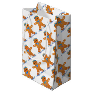 Judaica Hanukkah Gingerbread Man Menorah Small Gift Bag