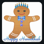 Judaica Hanukkah Gingerbread Man Menorah Square Sticker<br><div class="desc">You are viewing The Lee Hiller Photography Art and Designs Collection of Home and Office Decor,  Apparel,  Gifts and Collectibles. The Designs include Lee Hiller Photography and Mixed Media Digital Art Collection. You can view her Nature photography at http://HikeOurPlanet.com/ and follow her hiking blog within Hot Springs National Park.</div>