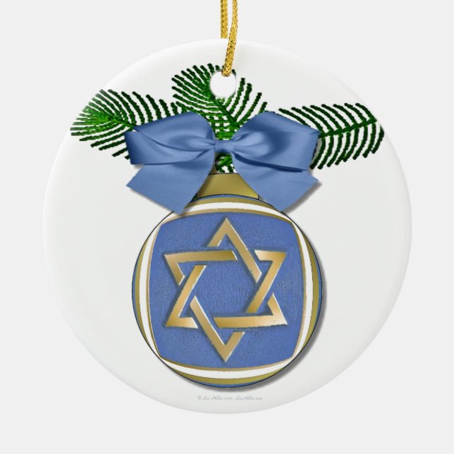 Judaica Hanukkah Star Of David Ornament Print (Front)