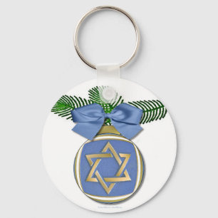 Judaica Hanukkah Star Of David Ornament Print Key Ring