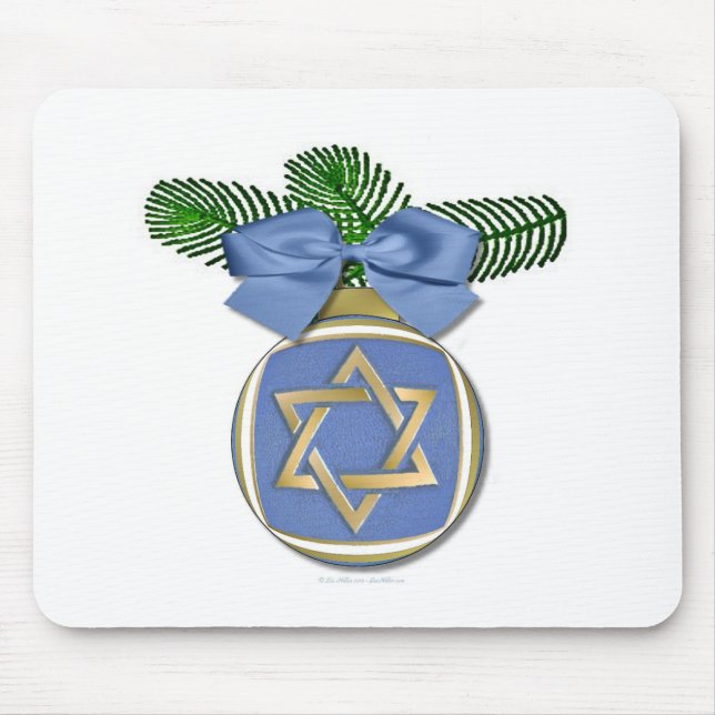 Judaica Hanukkah Star Of David Ornament Print Mouse Mat (Front)